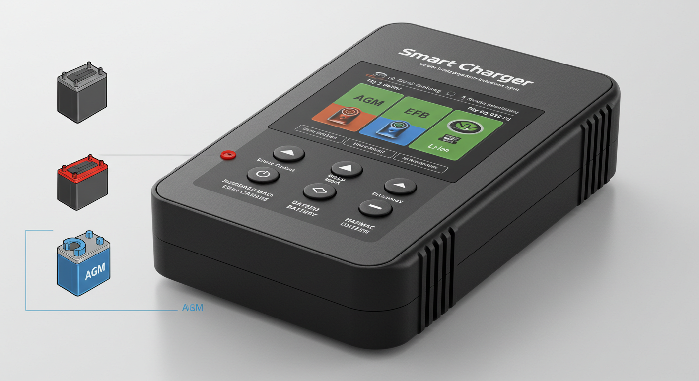 Smart charger with AGM/EFB/Li-ion mode selection